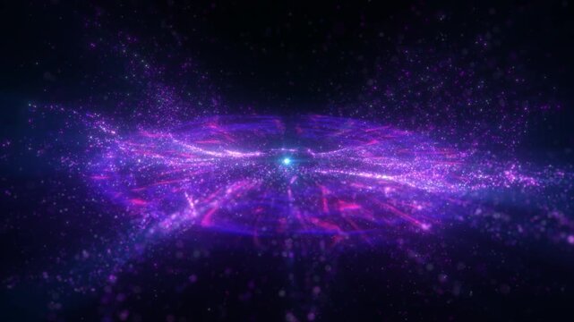 4K Abstract Background Particles Purple Galaxy Overlay Horizontal 3D Animation
