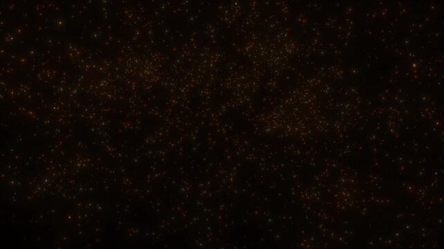 4K Abstract Background Particles Explosion. Golden Galaxy Stars Overlay Horizontal 3D Animation