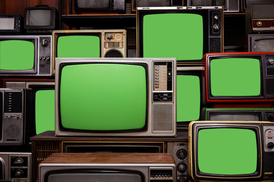 Retro Televisions with Multiple Green Screens