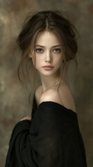 Fototapeta premium beautiful portrait of a gorgeous young woman, elegant beauty portrait of a young woman, gorgeous young woman with natural beauty