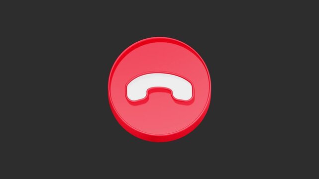 Motion 3D red circular button with a white handset symbol pointing downward, which universally represents ending or declining a phone call
