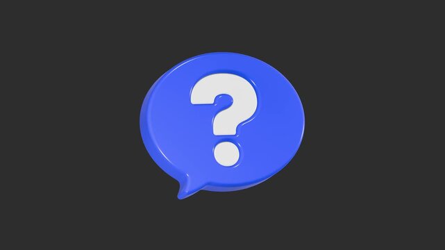 Motion 3D-styled blue speech bubble icon containing a white question mark
