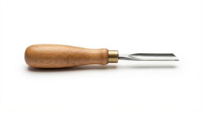 Wood carving tool for linocut printmaking. Precision gouge chisel used in block cutting and relief art.