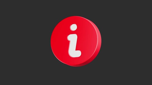 Motion 3D-style red circular button with a white lowercase letter "i" inside, representing an information or help icon