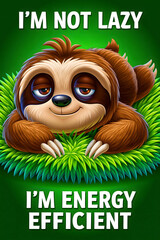 Fototapeta premium Charming Sloth Proclaims Energy Efficiency Lifestyle