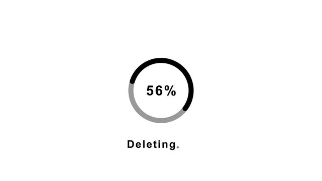 Deleting progress loading bar 0% to 100% computer screen animation isolated on white background. Loading deleting bar Deleting button icon 4k video.