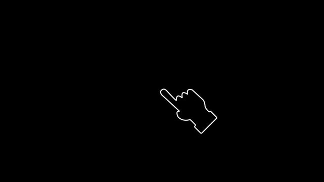 Hand pointer click motion graphic with black and white background. cursor click animation with soft ripple feedback effect. animated mouse cursor press action for interface demonstrations 4k video.