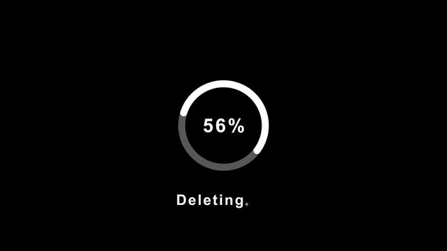 Deleting progress loading bar 0% to 100% computer screen animation isolated on white background. Loading deleting bar Deleting button icon 4k video.