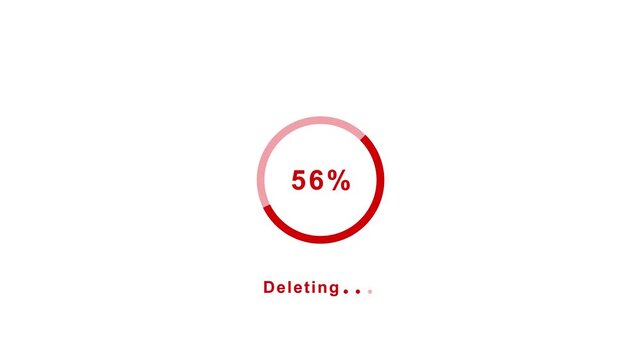 Deleting progress loading bar 0% to 100% computer screen animation isolated on white background. Loading deleting bar Deleting button icon 4k video.