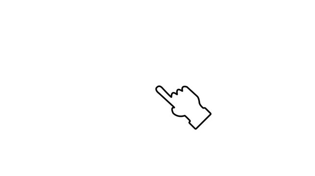 Hand pointer click motion graphic with black and white background. cursor click animation with soft ripple feedback effect. animated mouse cursor press action for interface demonstrations 4k video.