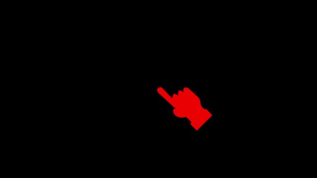 Hand pointer click motion graphic with black and white background. cursor click animation with soft ripple feedback effect. animated mouse cursor press action for interface demonstrations 4k video.