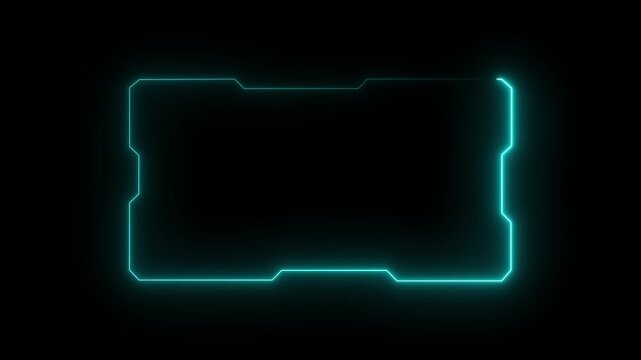 Glowing neon technological cyan color HUD template callout animation. Neon blue motion graphics of hud callout concept 4k animation motion video.