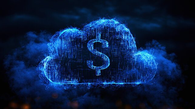 Cloud Computing and Financial Growth Concept with Dollar Sign Overlay