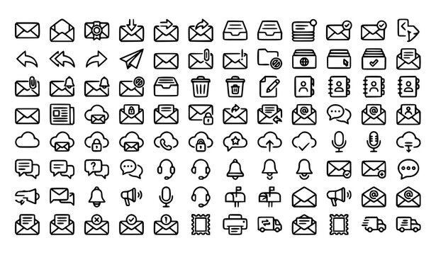 Mail Line Icon Set Vector EPS10