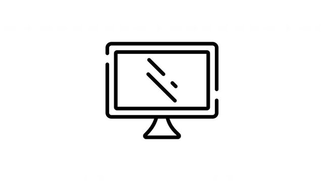 Computer Monitor Animated Icon With Alpha Channel. Digital Display, Technology, And Screen Viewing Motion Graphic. Desktop Computing And Office Equipment. On Transparent Background