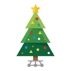 Fototapeta premium Christmas tree with ornaments and star