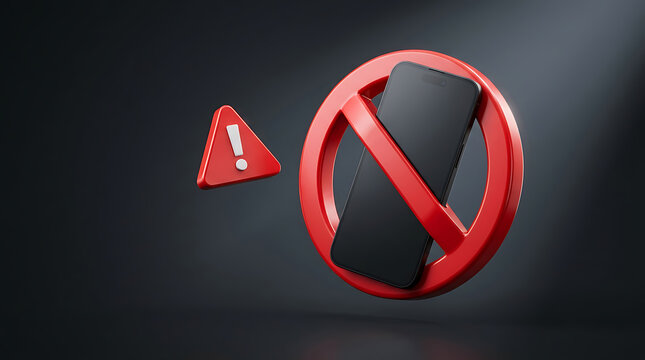 No Mobile Phone Sign Prohibited Smartphone Icon With Red Warning Alert Symbol