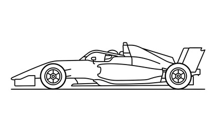 Fototapeta premium Race car outline symbol side view line drawing illustration vector 