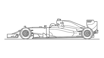 Fototapeta premium Race car outline symbol side view line drawing illustration vector 