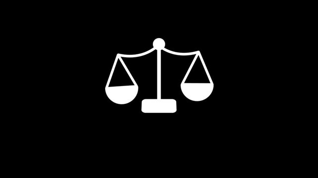 scale icon vector 2D animation isolated on white background. scale symbol template. Scales of justice. Court of law symbol.4k