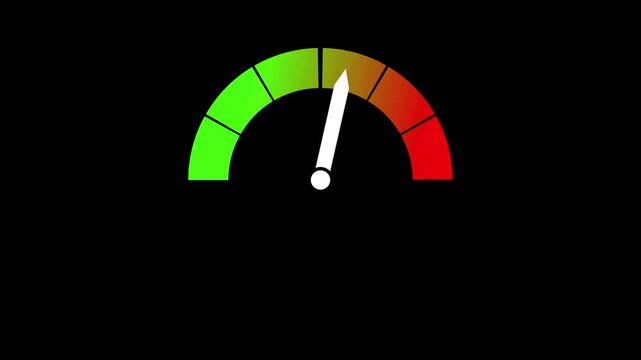 Speed ​​meter. heating, temperature scale video. positive temperature gauge video on black background. internet speed. barometer or indicator. 4k