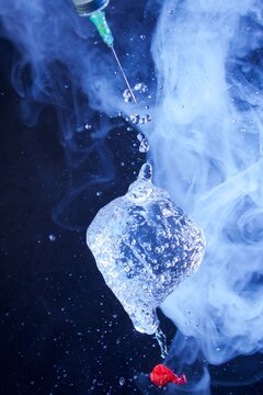 ice cube and water