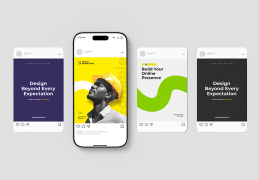 Social Media Post Mockup on Phone Screen