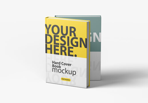 Two Vertical Standing Hardcover Books Mockup