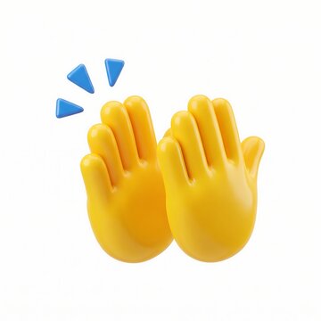 3d rendered yellow clapping hands emoji isolated on white background for social media communication