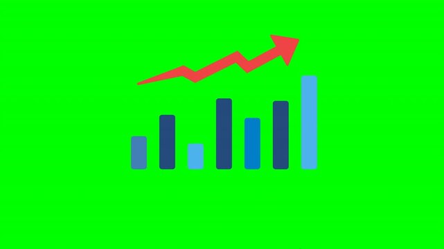 Business Growth Chart Animation on Green Screen for Data Analysis