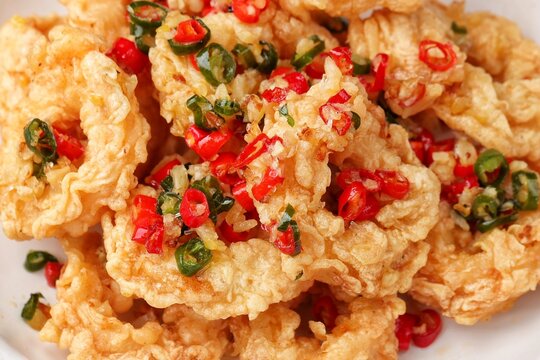 Salt and pepper squid. Seafood Chinese Cuisine. Cumi Cabe Garam
