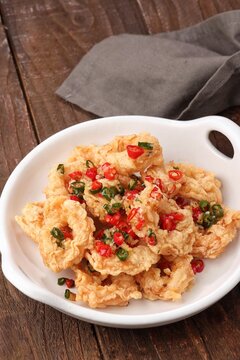 Salt and pepper squid. Seafood Chinese Cuisine. Cumi Cabe Garam