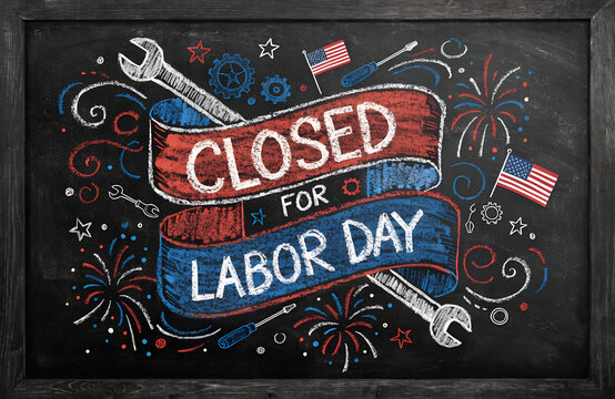 Labor day usa closed, We will be closed for labor day sign with american flag, Business closed for labor day with american flags, We will be closed on labor day announcement with american flag