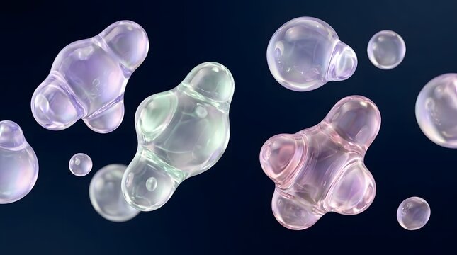 Abstract 3D Biotech Cell Division and Molecule Droplet Graphic
