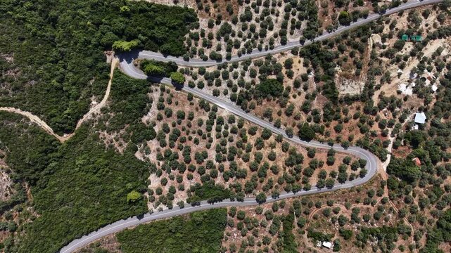 A windy mountain road in southern Pelion, Central Greece. 