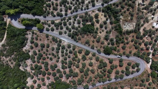 A windy mountain road in southern Pelion, Central Greece. 