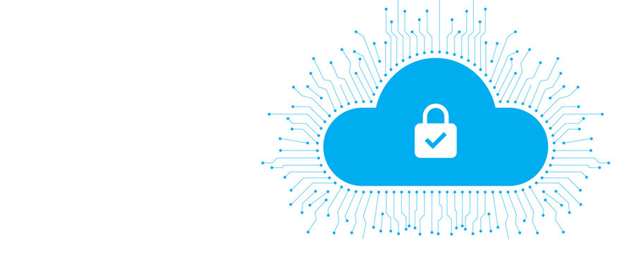 Cloud Security Background secure cloud with padlock and circuit board, abstract cybersecurity technology network graphic design
