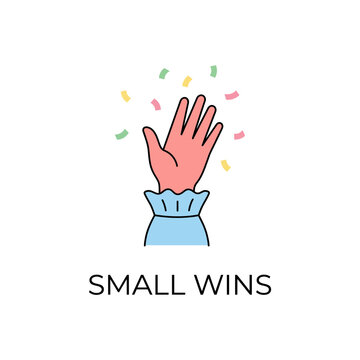 Hand waving with confetti, celebrating small wins