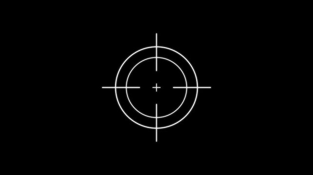 Scanning moving target shape with alpha channel, Target, Aim, Goal icons.Business target concept. Military training,Military target icon animation on black background.4k video