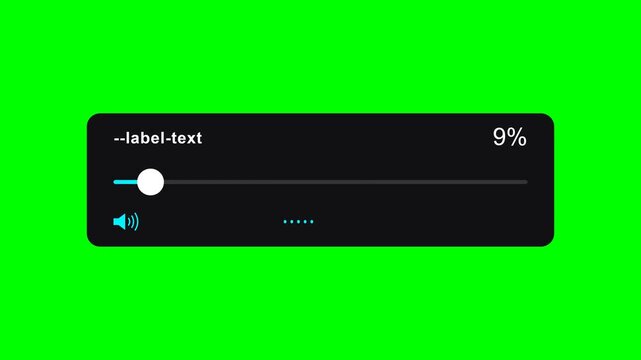 Interactive volume slider animation displaying progress bar adjustment for user interface digital motion video footage design