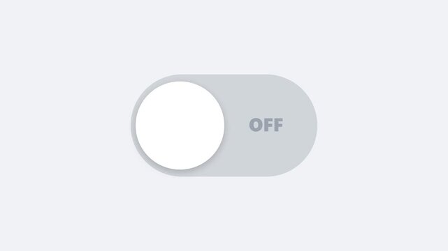 Interactive toggle switch animation showing digital activation and status change in this smooth user interface footage