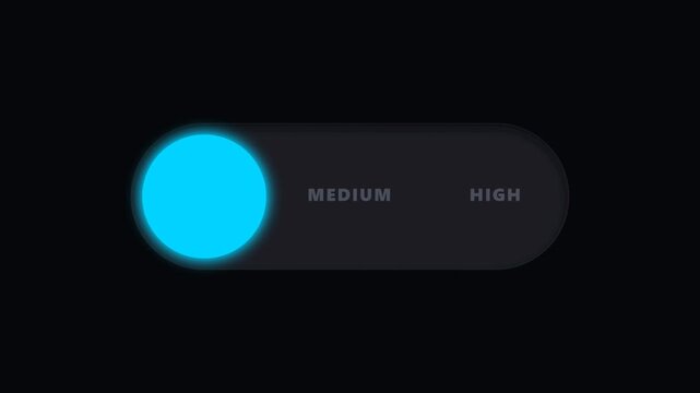 Interactive circular slider interface switching between intensity levels in this dynamic digital motion graphic video clip