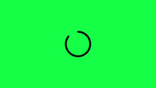Simple black circular loading animation isolated on a bright green background for digital interface and web progress indicator usage