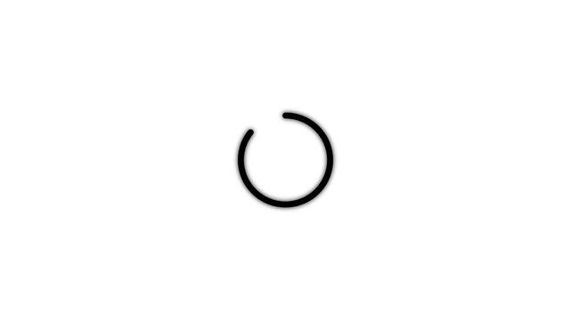 Minimalist black circular loading animation isolated on a plain white background for digital interface and web progress indicator usage