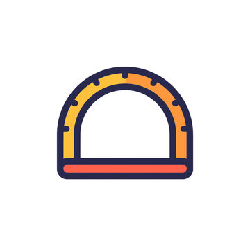 Geometric protractor drafting tool icon on transparent background