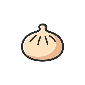 Minimalist steamed dumpling vector icon on transparent background