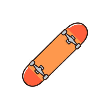 Orange skateboard vector illustration isolated on transparent background