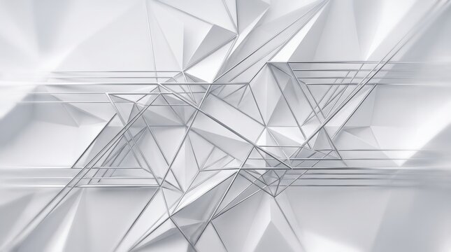 White polygonal facets create an abstract background of geometric shadows.