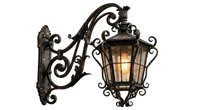 Vintage ornate wall lantern isolated on white background