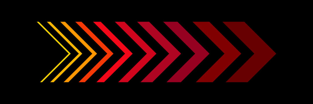 Dynamic chevron arrow vector with layered gradient direction elements for navigation, progress, workflow, technology, branding, presentations, and modern graphic design projects. Clean geometric 